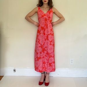 90s pink and orange floral maxi